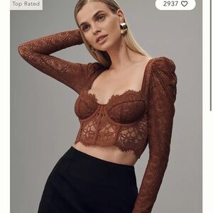 Anthropologie Brown Lace Crop Top